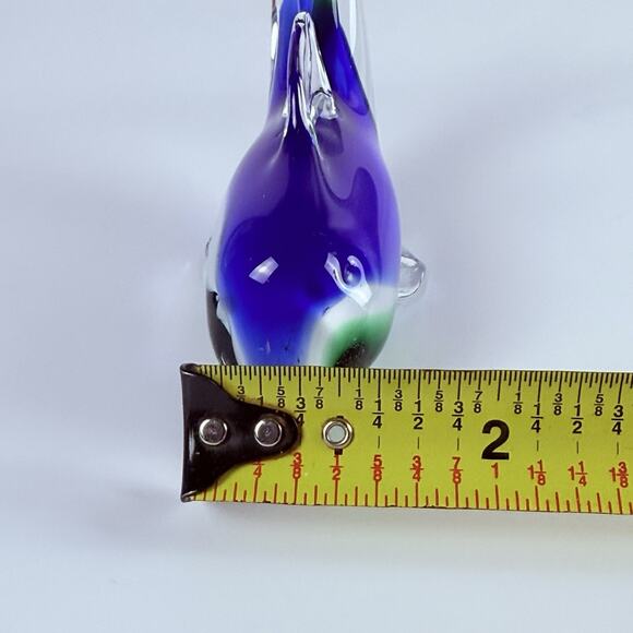 VTG Murano Style Sommerso Art Glass Dolphin Figurine Blue Green Paperweight 5” - Picture 10 of 10